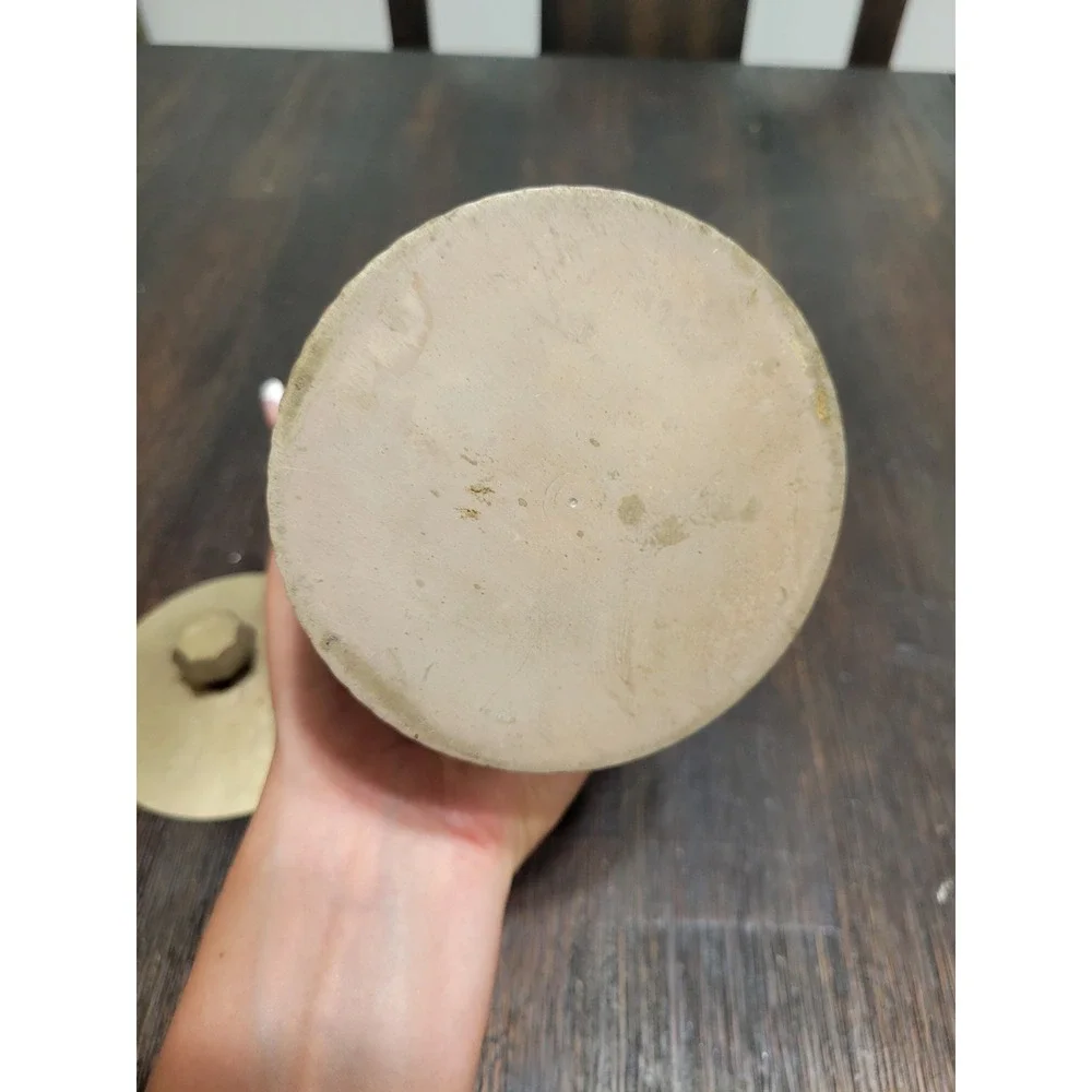 AS-IS Vintage Ribbed Brass Container With Removable‎ Lid